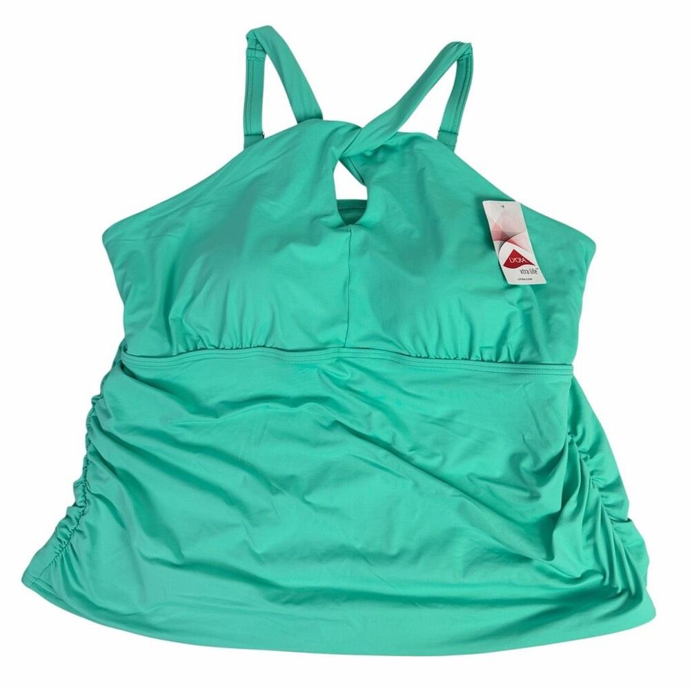 Lands End Multiway Tankini Swimsuit Top 2X Aqua NEW
